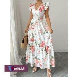 Machislet Robe longue décontractée à taille élastique modelant